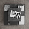 Table basse design carré 90x90, effet béton et noir, Gamme slate