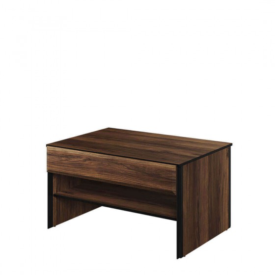 Table basse 100 cm de longueur, couleur noir et bois, Gamme SANTANA