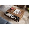Table basse 100 cm de longueur, couleur noir et bois, Gamme SANTANA