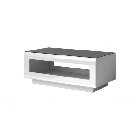 Table basse 110 cm de longueur, couleur blanc et noir, Gamme TOREKB