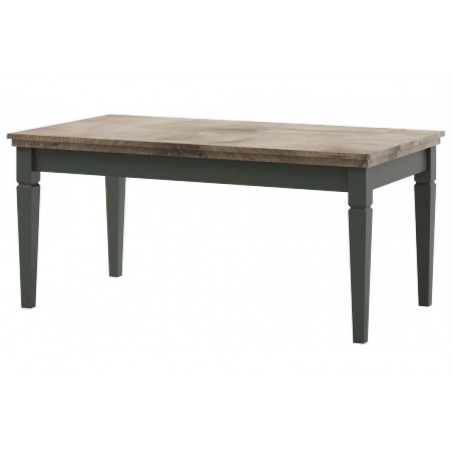 Table basse 110 cm de longueur,  couleur vert et chêne, Gamme Evovert