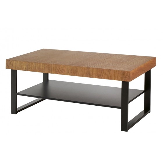 Table basse, 110 cm de longueur, pieds en métal, couleur chêne, Gamme PRATTO