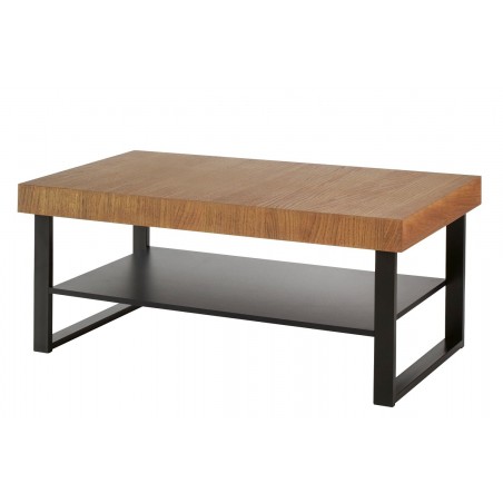 Table basse, 110 cm de longueur, pieds en métal, couleur chêne, Gamme PRATTO