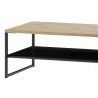 Table basse, 120 cm de longueur, pied en métal, couleur chêne artisanal avec éléments noirs mats, Ga