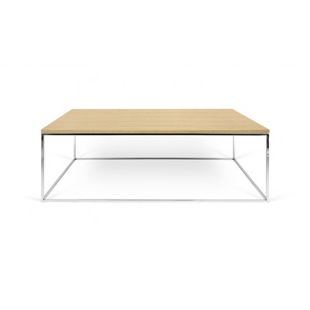 Table basse rectangulaire 120x75, chêne et chrome, Gamme gleam