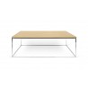 Table basse rectangulaire 120x75, chêne et chrome, Gamme gleam