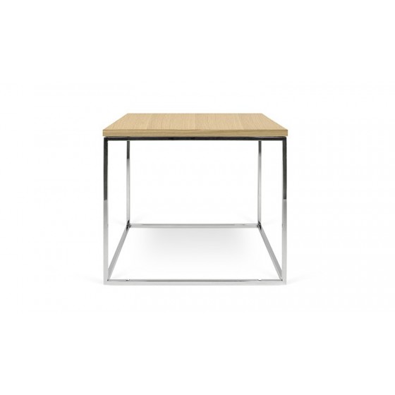 Table basse carré 50x50, chêne et acier, Gamme gleam