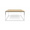 Table basse carré 75x75, chêne et chrome, Gamme gleam