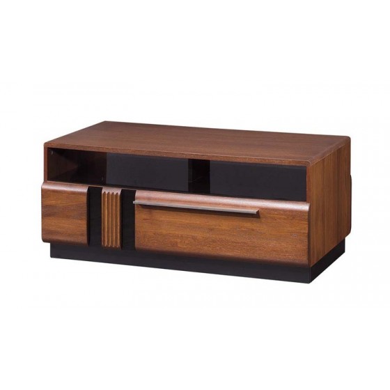 Table basse placage chêne, 1 tiroir, 2 niches, rectangle, Gamme verone