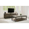 Table basse double plateau en teck recyclé, rectangulaire, Gamme atelier