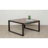 Table basse carrée en teck et métal, Gamme atelier