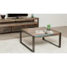 Table basse carrée en teck et métal, Gamme atelier