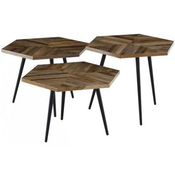 Tables basses hexagonales, Gamme WOODY