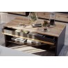 Table basse 110 cm de longueur, 1 tiroir, couleur noir et bois, Gamme ARIZONA