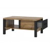 Table basse 90 cm, couleur chêne et noir, Gamme HUD