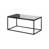 Table basse, 110 cm de longeur, couleur verre noir / noir, Gamme LioNoir