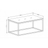 Table basse, 110 cm de longeur, couleur verre noir / noir, Gamme LioNoir