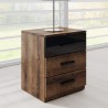 Table de chevet 3 tiroirs noir et chene , Gamme wesel