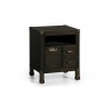 Table de chevet en mindi et métal, 3 tiroirs, 1 niche, Gamme boston