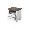 Table de chevet 2 tiroirs et 1 niche, couleur bois et blanc, Gamme EvoBlanc