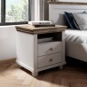 Table de chevet 2 tiroirs et 1 niche, couleur bois et blanc, Gamme EvoBlanc