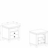 Table de chevet 2 tiroirs et 1 niche, couleur bois et blanc, Gamme EvoBlanc