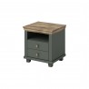 Table de chevet 2 tiroirs et 1 niche, couleur bois et vert, Gamme EvoVert