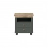 Table de chevet 2 tiroirs et 1 niche, couleur bois et vert, Gamme EvoVert