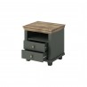 Table de chevet 2 tiroirs et 1 niche, couleur bois et vert, Gamme EvoVert