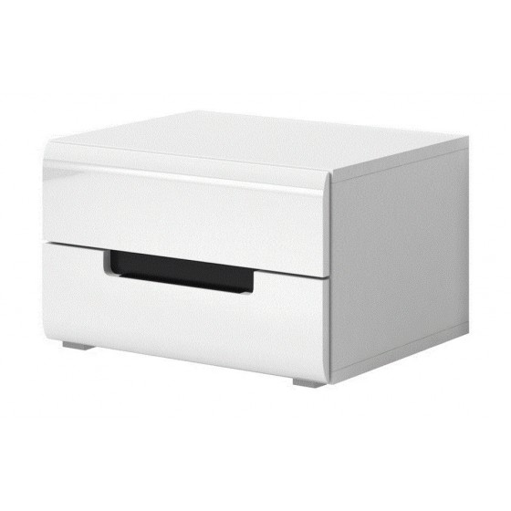 Table de chevet 2 tiroirs, couleur blanc, Gamme KaliBlanc
