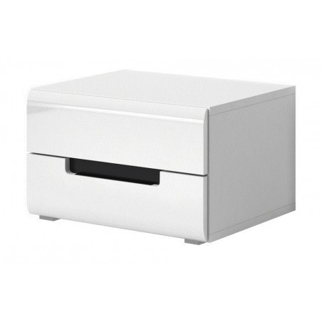 Table de chevet 2 tiroirs, couleur blanc, Gamme KaliBlanc