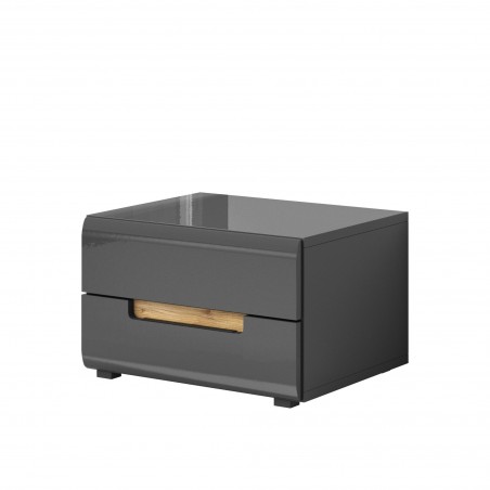 Table de chevet 2 tiroirs, couleur noir, Gamme KaliAnth