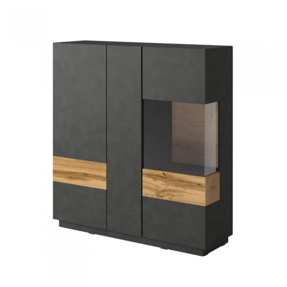 Vaisselier en bois, 2 portes, 1 porte vitrée, 6 étagères, Gamme florence
