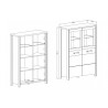 Vaisselier et vitrine 2 portes 8 niches, couleur noir et bois, Gamme Buffo