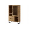 Vaisselier et vitrine 1 porte 2 tiroirs, couleur Chêne, Gamme Alls