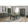 Vaisselier et vitrine haut, 1 porte 4 niches, couleur vert et chêne, Gamme Evovert