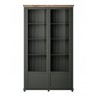 Vaisselier et vitrine haut, 2 portes 8 niches, couleur vert et chêne, Gamme Evovert