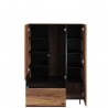 Vaisselier 3 portes, 1 tiroir, couleur noir et bois, Gamme SANTANA