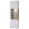 Vaisselier et vitrine 1 porte 7 niches, couleur blanc et chêne, Gamme Dole