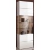 Vaisselier et vitrine 1 porte 7 niches, couleur blanc et chêne, Gamme Dole