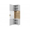 Vaisselier et vitrine 1 porte 7 niches, couleur blanc et chêne, Gamme Dole
