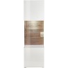 Vaisselier et vitrine 1 porte 7 niches, couleur blanc et chêne, Gamme Dole