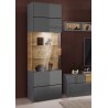 Vaisselier et vitrine 1 porte 7 niches, couleur gris et chêne, Gamme Dole b