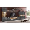 Vaisselier et vitrine 1 porte 7 niches, couleur gris et chêne, Gamme Dole b