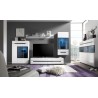 Buffet haut 3 portes 3 tiroirs et 9 niches, couleur blanc et noir, Gamme TOREK