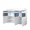 Buffet haut 3 portes 3 tiroirs et 9 niches, couleur blanc et noir, Gamme TOREK