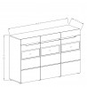 Buffet haut 3 portes 3 tiroirs et 9 niches, couleur blanc et noir, Gamme TOREK