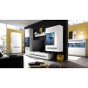 Buffet haut 3 portes 3 tiroirs et 9 niches, couleur blanc et noir, Gamme TOREK