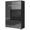 Vaisselier et vitrine 2 portes, couleur noir et bois, Gamme TOREK B