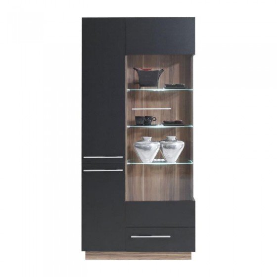 Vaisselier en bois, 2 portes, 1 porte vitrée, 1 tiroir, Gamme mya